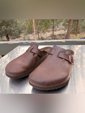 Birkenstock Boston Brown Leather Clogs with Adjustable Buckle Mens size 13 (46)